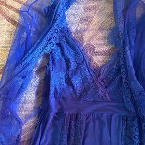 Matching blue lace robe and dress